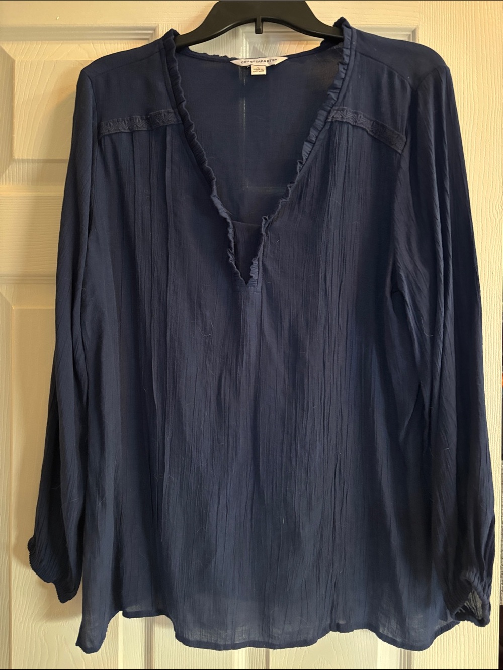 Counterparts Navy V-Neck Ruffle Trim Tunic